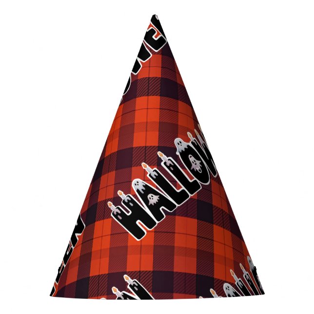 Gorro De Fiesta Halloween Plaid Ghost Lettering (Anverso)