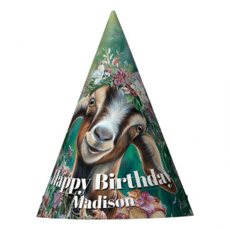 Gorro De Fiesta Happy Birthday Nubian Goat Garden Flowers
