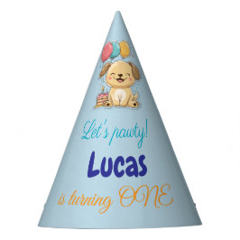 Gorro De Fiesta Happy Puppy, Boy, Let's Pawty, 1st Birthday 