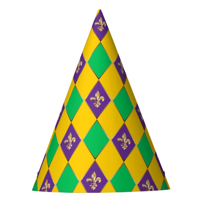 Gorro De Fiesta Harlequin Fleur de Lis Diamond Carnaval de Mardi G (Anverso)