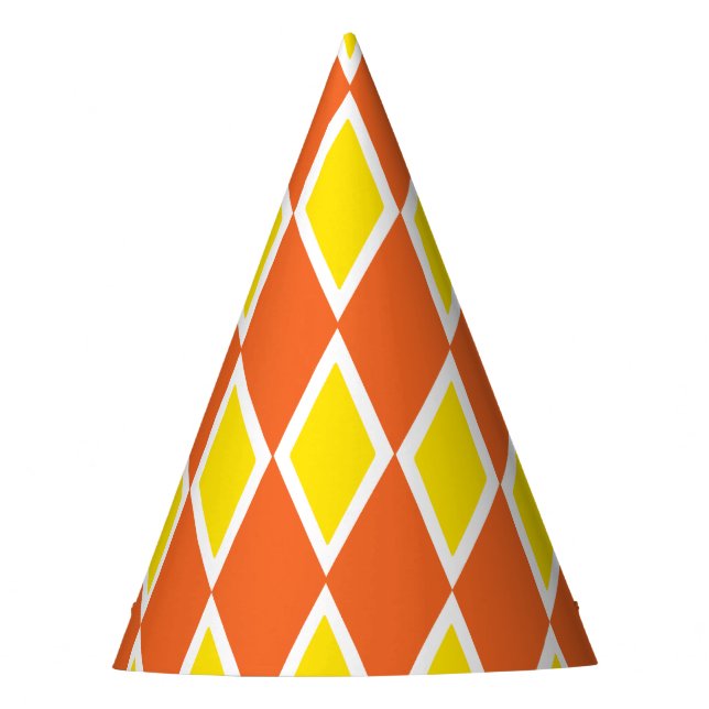 Gorro De Fiesta Harlequin Naranja Yellow Fall Halloween (Anverso)