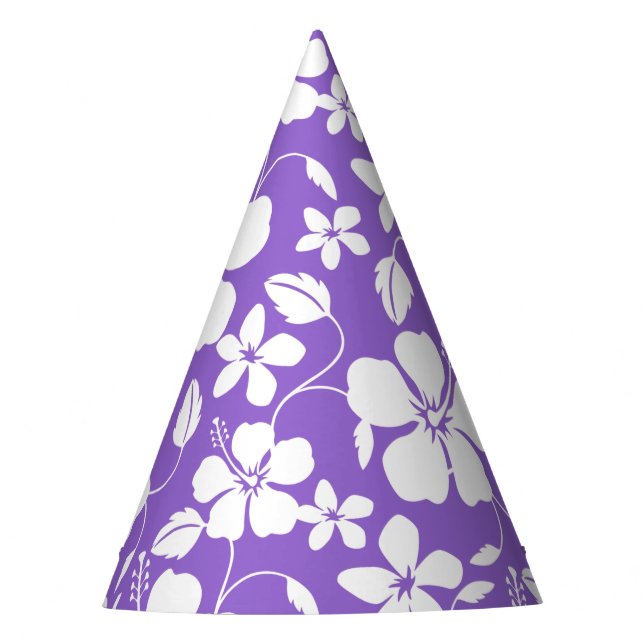 GORRO DE FIESTA HAWAIIAN HULA (HIBISCUS) PURPLE LUMINOSO (Anverso)