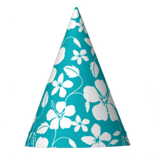 GORRO DE FIESTA HAWAIIAN HULA (HIBISCUS) VERDE AZULADO