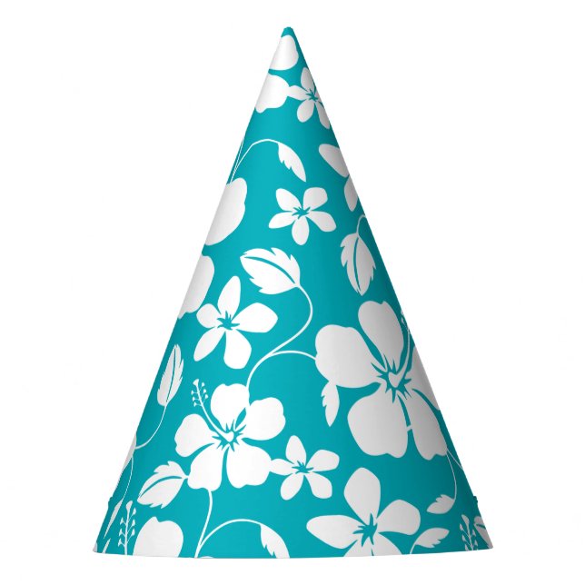GORRO DE FIESTA HAWAIIAN HULA (HIBISCUS) VERDE AZULADO (Anverso)