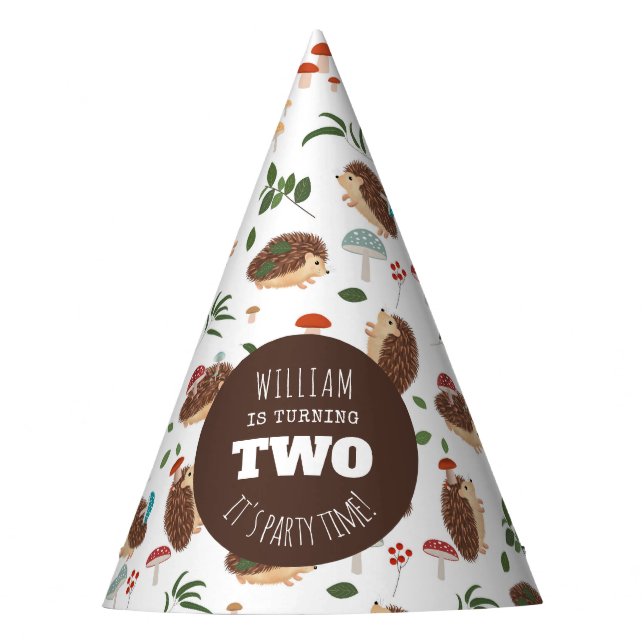 Gorro De Fiesta Hedgehog Mushroom Woodland Forest Funny Birthday (Anverso)