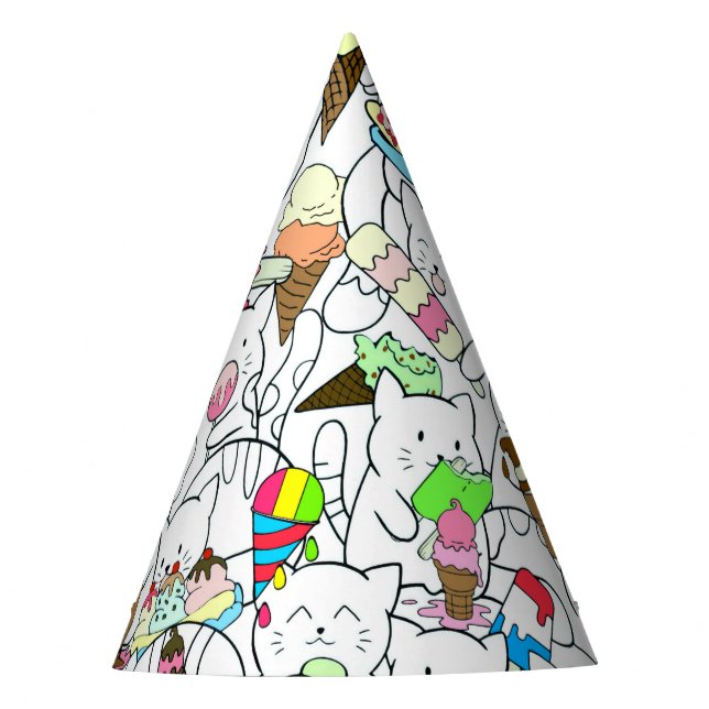 Gorro De Fiesta Helado Kitty Cute Kawaii Gatos Fiesta de papel Gor (Anverso)