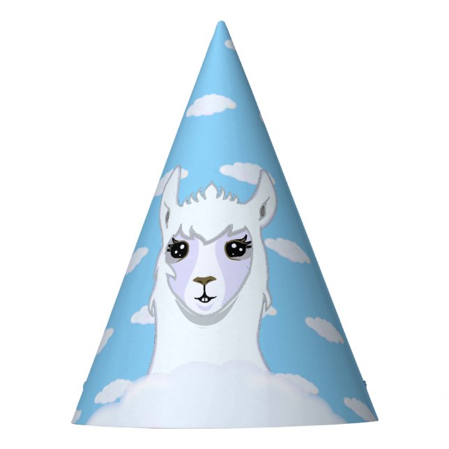 Gorro De Fiesta Hermosa Llama y Nubes (Anverso)