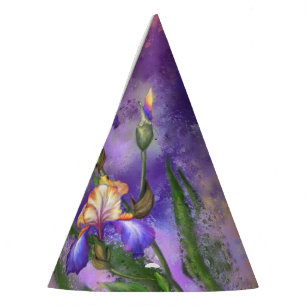 Gorro De Fiesta Hermosa pintura de arte mezclado con flores de iri