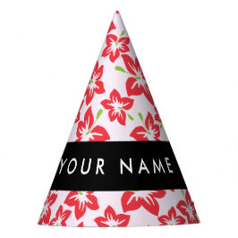 Gorro De Fiesta Hibisco Rojo, Flores Rojas, Tu Nombre
