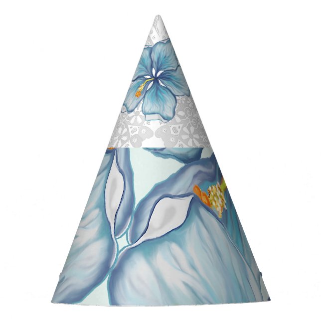 Gorro De Fiesta Hibiscus & lace TURQUOISE (Anverso)