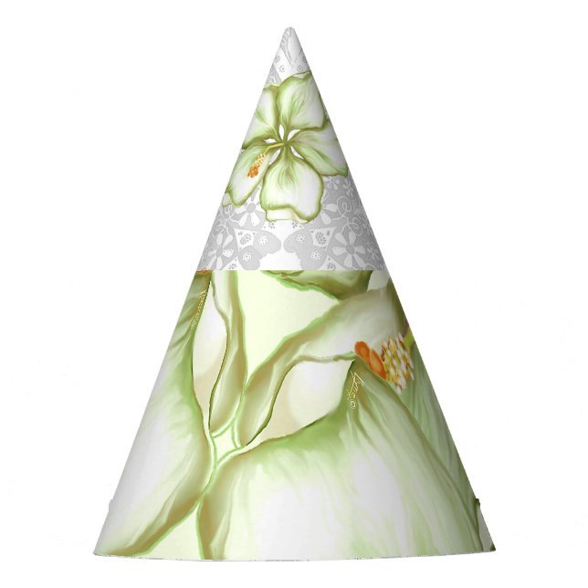 Gorro De Fiesta Hibiscus & lace WHITE (Anverso)