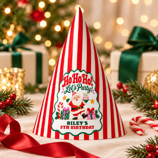 Gorro De Fiesta Ho Ho Ho Santa Navidad Cumpleaños Rojo Blanco Raya