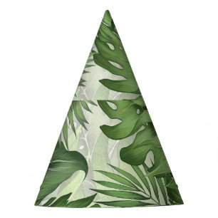 Gorro De Fiesta Hojas de la selva tropical: fondo floral sin solda