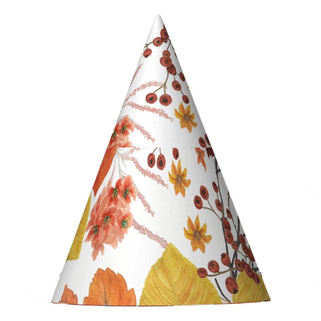 Gorro De Fiesta Hojas y Rosas de acuarela de otoño (Anverso)