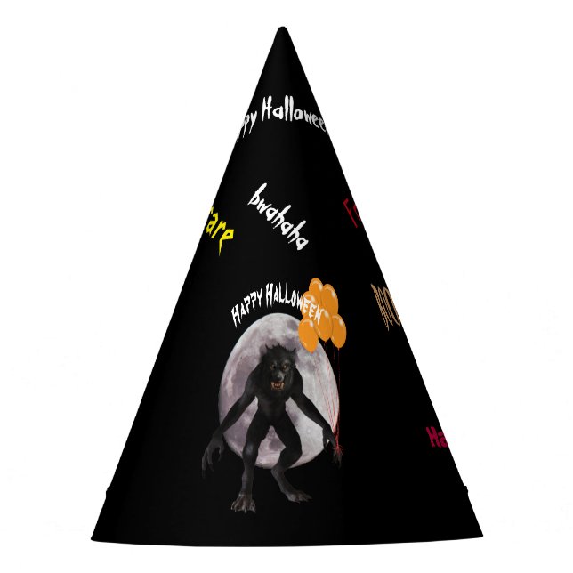Gorro De Fiesta Hombre lobo de Halloween con los globos (Anverso)
