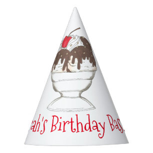 Gorro De Fiesta Hot Fudge Ice Cream Sundae Cumpleaños Personalizad
