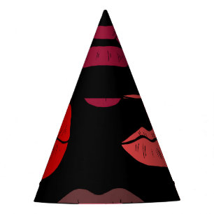 Gorro De Fiesta Huella de labios, besos rosados rojos.
