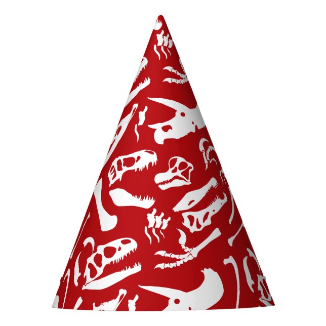 Gorro De Fiesta Huesos de dinosaurio (rojos) (Anverso)