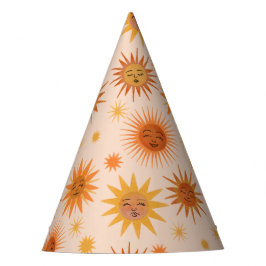 Gorro De Fiesta Ilustracion de color de agua Naranja de Sun Face