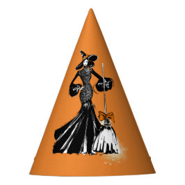 Gorro De Fiesta ilustración de moda de halloween con escoba