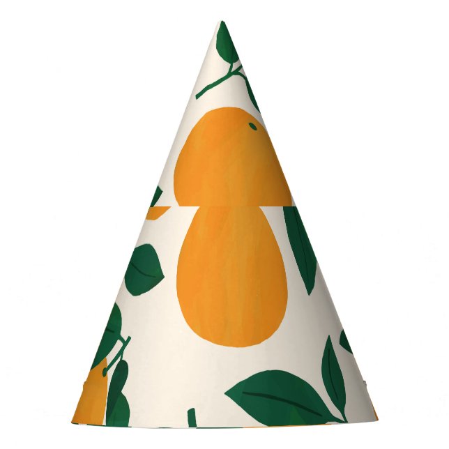 Gorro De Fiesta Ilustracion de patrón de fruta naranja (Anverso)