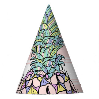 Gorro De Fiesta Ilustracion de piña vintage colorido.