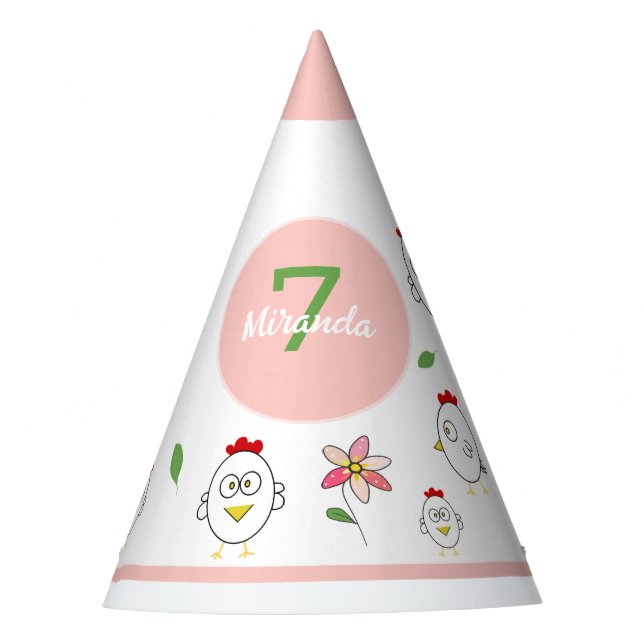 Gorro De Fiesta Ilustracion de pollo Personalizado (Anverso)