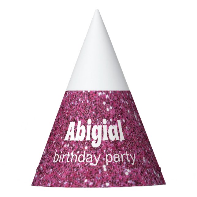 Gorro De Fiesta Imagen con Brillo Rosa Fiesta de Cumpleaños Person (Anverso)