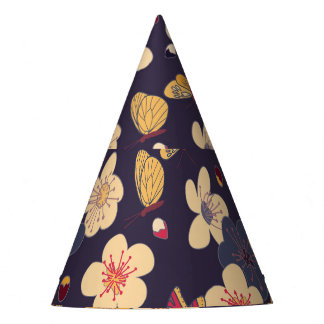 Gorro De Fiesta Impresión asiática sobre la mariposa de flores de