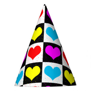 Gorro De Fiesta Impresión de bloques geométricos de corazones de a