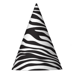 Gorro De Fiesta Impresión de cebra, rayas de cebra, negro y blanco