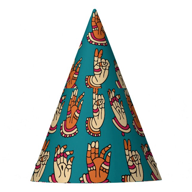 Gorro De Fiesta Impresión de mano abstracta: arte de impresión vin (Anverso)