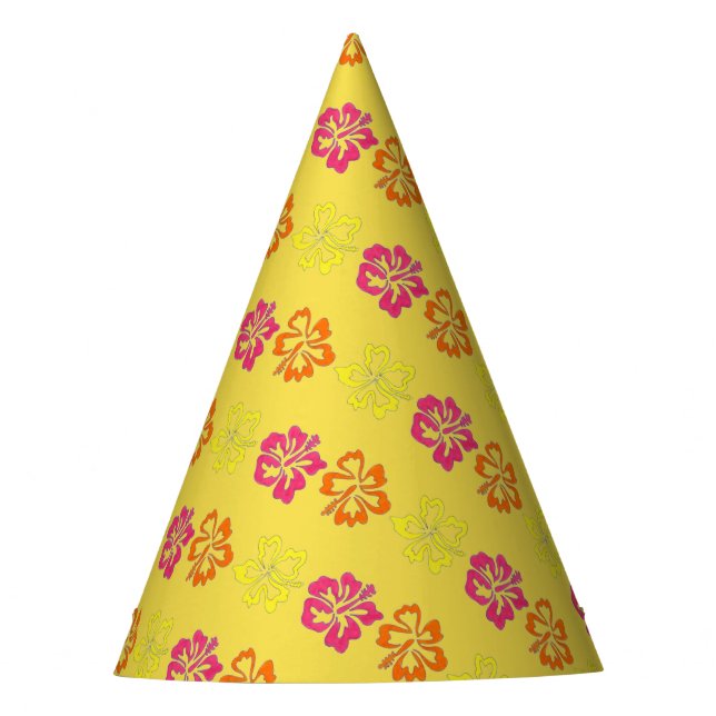 Gorro De Fiesta Impresión floral tropical hawaiana hibiscus floral (Anverso)