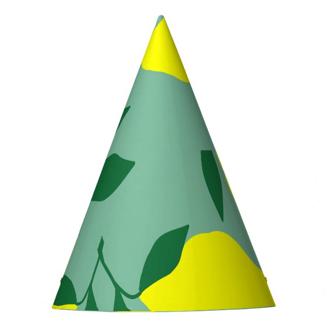 Gorro De Fiesta Impresión sencilla de fondo verde y limón. (Anverso)