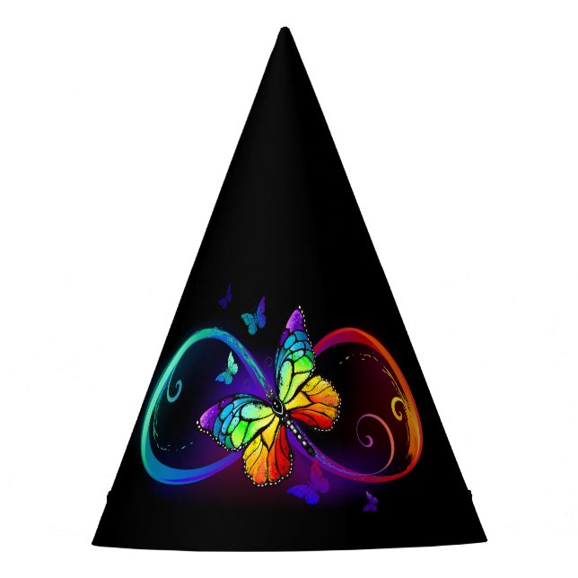 Gorro De Fiesta Infinidad vibrante con mariposa arco iris sobre ne (Anverso)