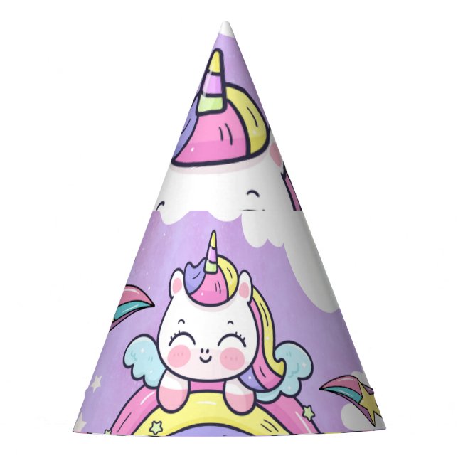 Gorro De Fiesta Invitación de cumpleaños arcoíris de unicornio lin (Anverso)