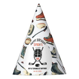 Gorro De Fiesta It’s Game Time Hockey 1st Birthday Party