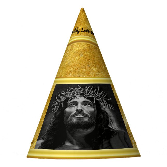 Gorro De Fiesta Jesús que mira en cielo con un diseño del efecto (Anverso)