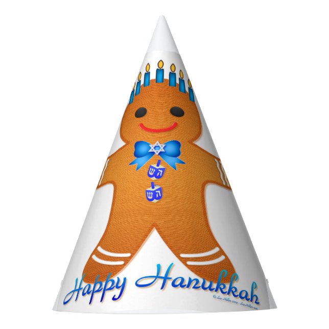 Gorro De Fiesta Judaica Hanukkah Gingerbread Man Menorah (Anverso)
