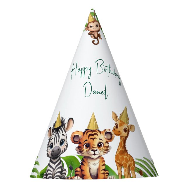 Gorro De Fiesta 🎉 Jungle Safari Kids Birthday Party Hats (Anverso)