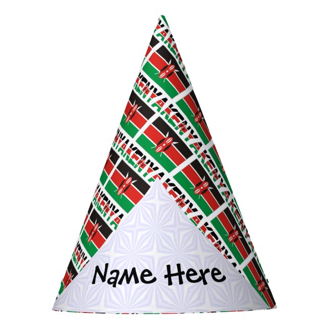 Gorro De Fiesta Kenya and Kenyan Flag Tiled with Your Name (Anverso)