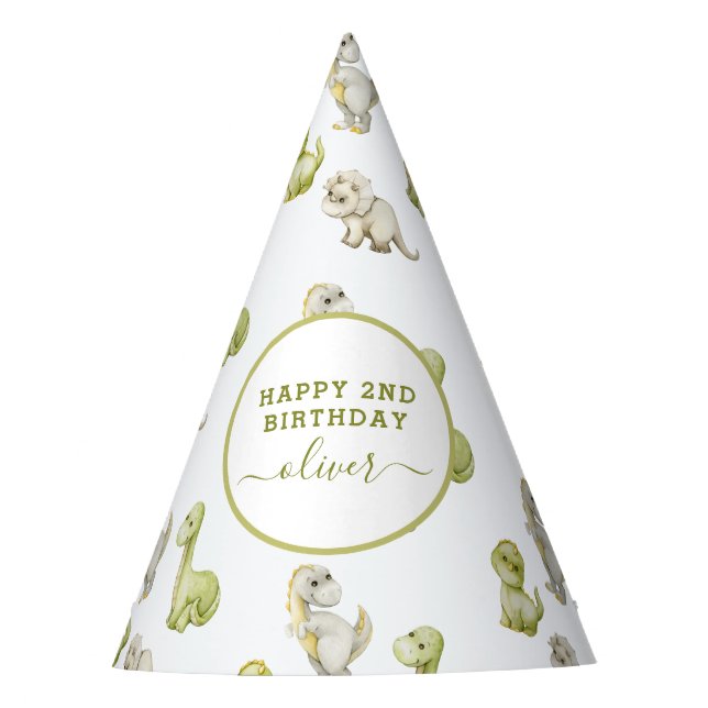 Gorro De Fiesta Kids Watercolor Dinosaur Birday Party (Anverso)