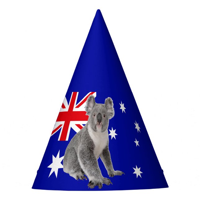 Gorro De Fiesta Koala con fondo de la bandera australiana   (Anverso)