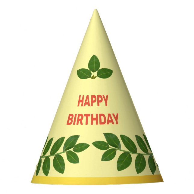 Gorro De Fiesta La Bahía Verde Moderna deja el cumpleaños (Anverso)