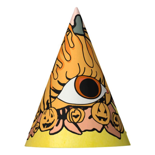 Gorro De Fiesta La Calabaza Retro Flamaba El Ojo (Anverso)