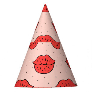 Gorro De Fiesta labios personalizados: patrón de doodle feminista.