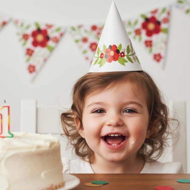 Gorro De Fiesta Ladybug Floral Garland Birthday Party Hat (Ladybug 1st birthday party hat)