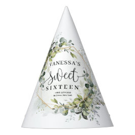 Gorro De Fiesta Lávaro verde follaje marco dorado dulce 16