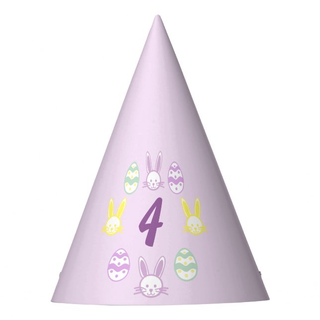 Gorro De Fiesta Lavender Easter 4º cumpleaños (Anverso)