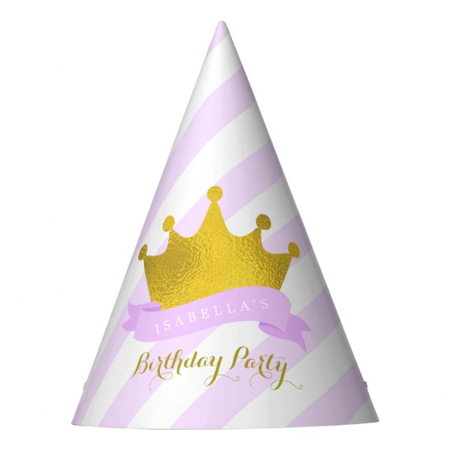 Gorro De Fiesta Lavender y Gold Tiara Princess Birthday (Anverso)